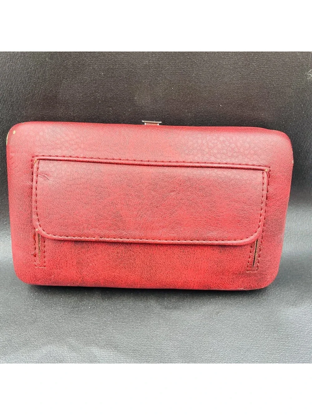 Texas Western Style Wallet Double Guns Red Burgundy & Black Silver Pistol Design
